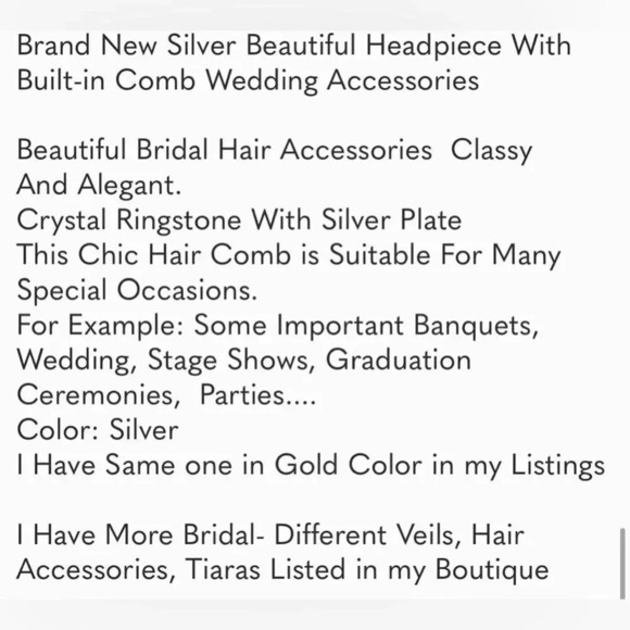 Luxury Bridal Crystal Hair Piece Comb